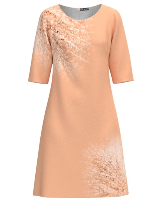Rochie casual Peach Fuzz imprimata picaturi de roua CMD4987