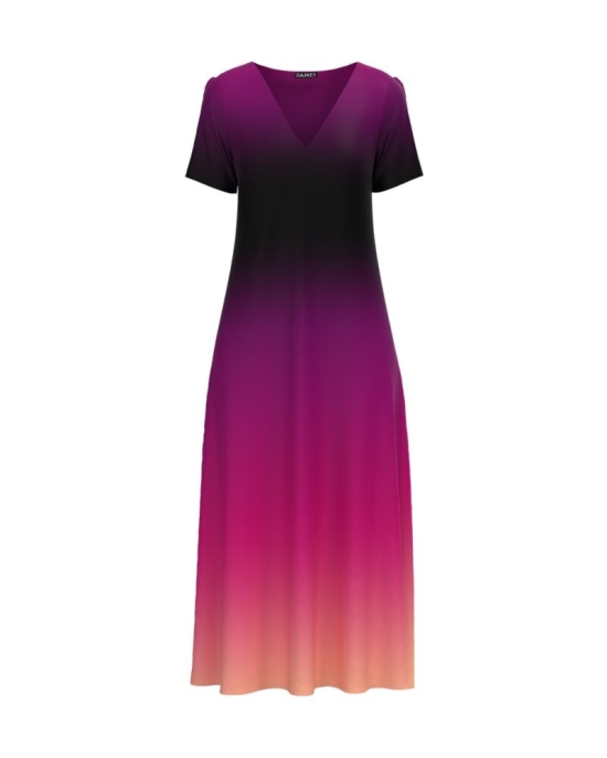 Rochie de vara lunga cu buzunare imprimata digital in degrade CMD729