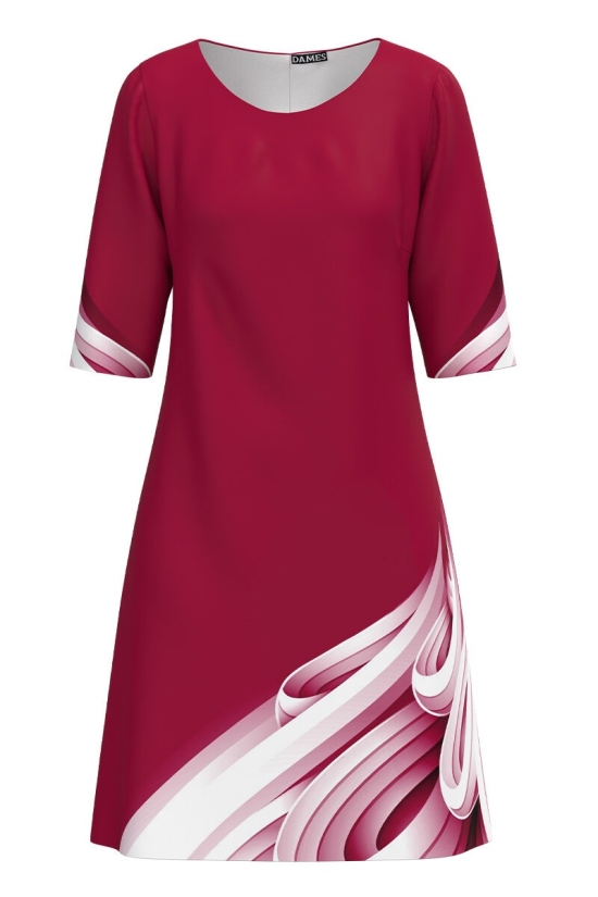 Rochie Viva Magenta casual imprimata cu model in contrast CMD3778
