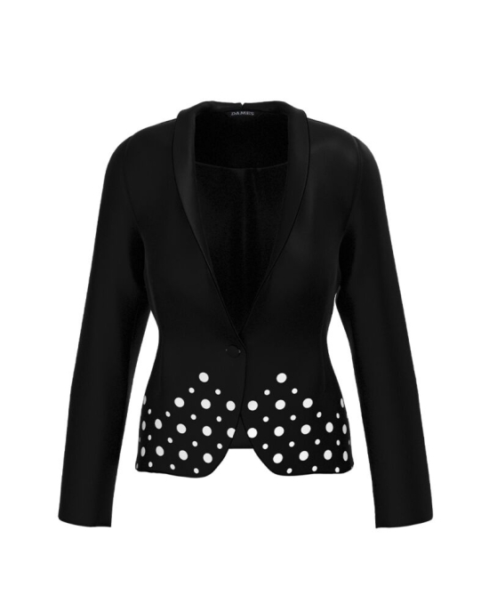 Sacou negru cambrat imprimat cu model Buline CMD3044