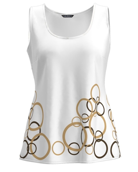 Top casual alb imprimat cu model Cercuri CMD1524