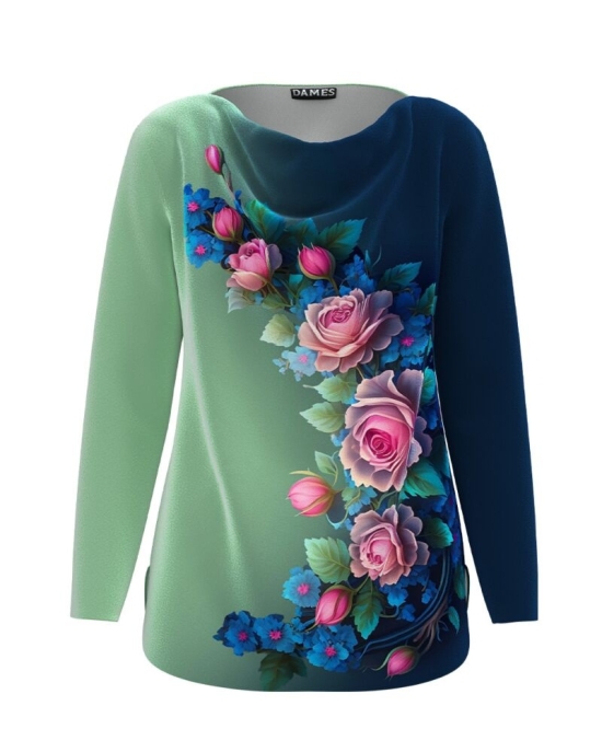 Bluza in degrade din catifea cu imprimeu floral CMD4200