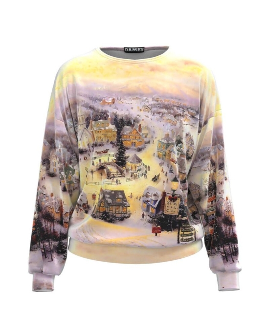Bluza tip hanorac din catifea cu imprimeu Craciun CMD3514
