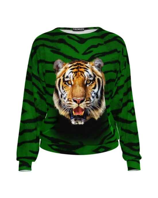 Bluza verde animal print tip hanorac din catifea CMD1005