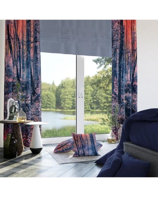 Draperie din satin imprimata cu model Forest CMD1881