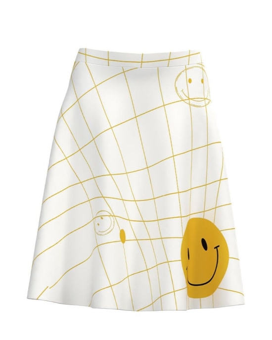 Fusta clos alba imprimata cu model Emoji CMD3230