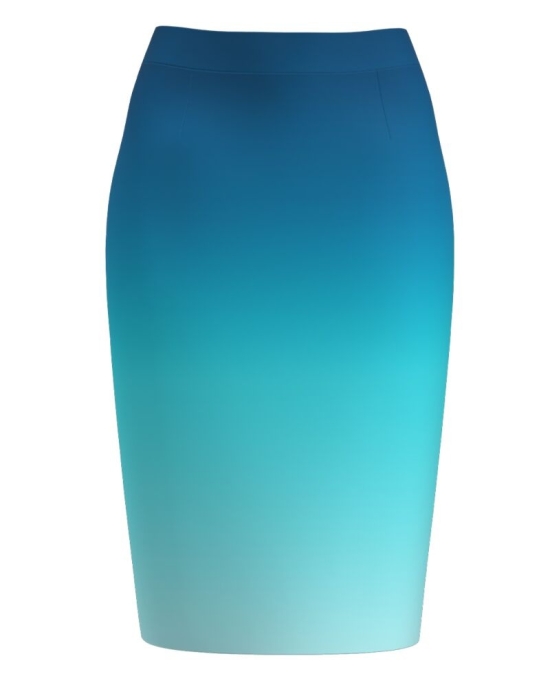 Fusta conica bleu imprimata in degrade CMD1319