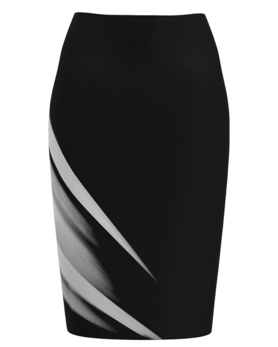 Fusta conica neagra imprimata cu model grafic CMD3993