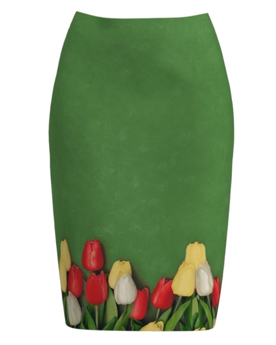 Fusta conica verde imprimata Lalele CMD2260