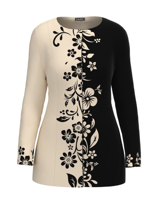Jacheta de dama de lungime medie imprimata cu model floral CMD2331