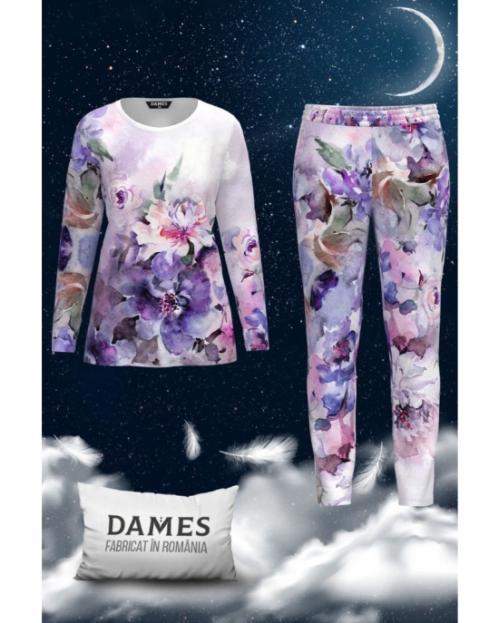 Pijamale de dama cu imprimeu floral multicolor CMD1446