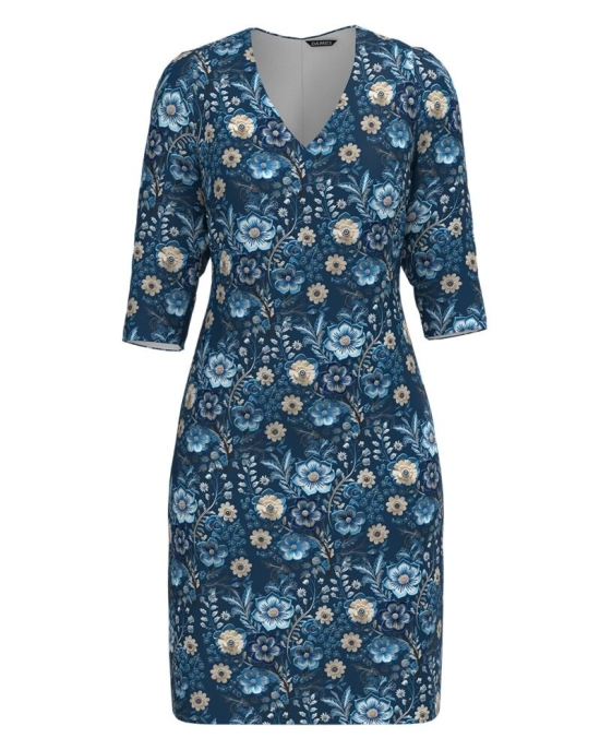 Rochie casual cu decolteu in V imprimata floral CMD4827