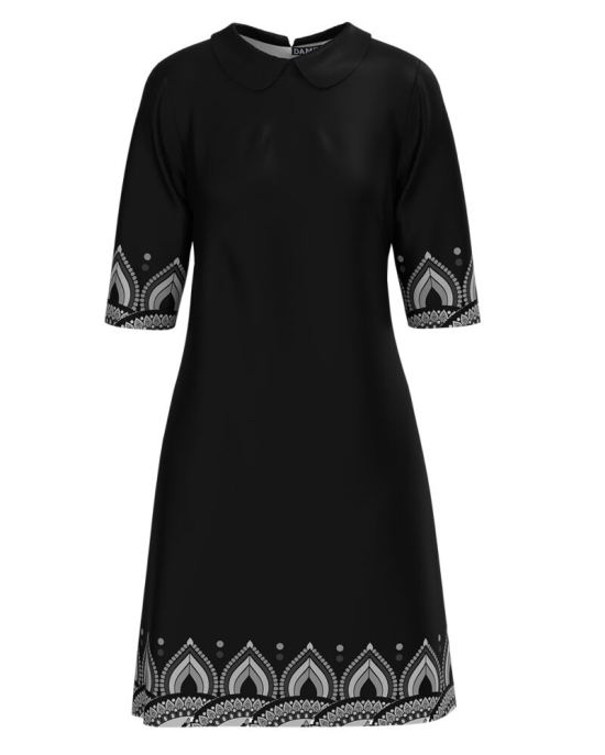 Rochie casual cu guler imprimata cu model mandala CMD4694