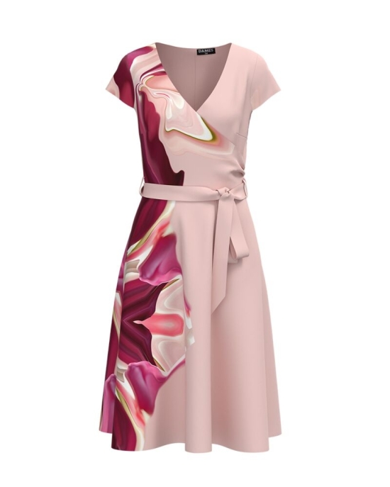 Rochie casual de vara cu maneca scurta si imprimeu abstract CMD950