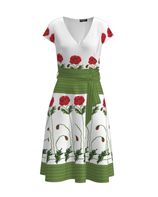 Rochie casual de vara cu maneca scurta si imprimeu Maci CMD926