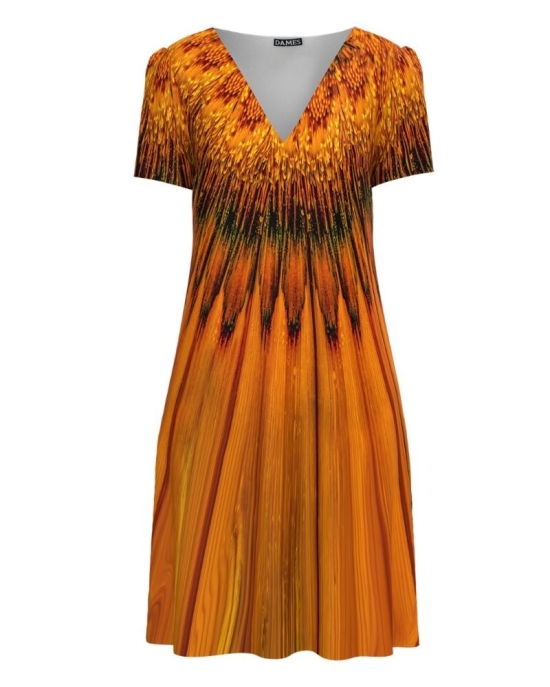Rochie casual de vara imprimată in nuante de ocru CMD4458