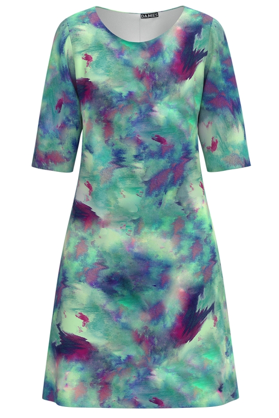 Rochie casual imprimata cu model multicolor