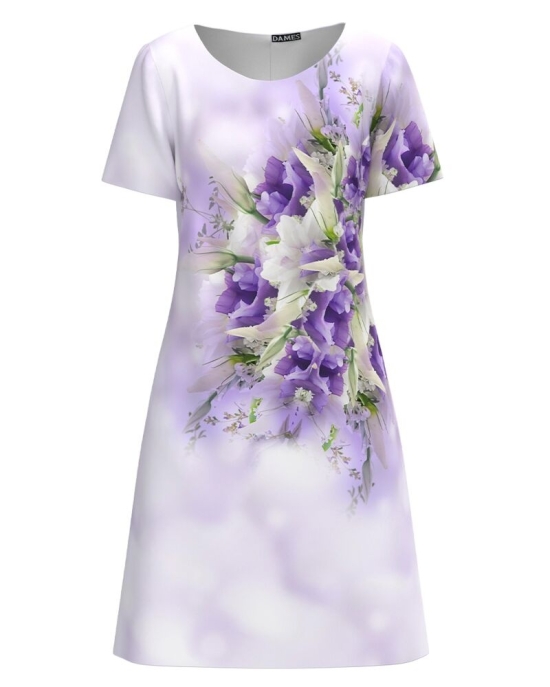 Rochie casual imprimata cu model Violete CMD4159