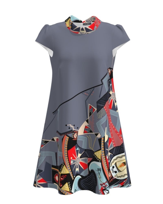 Rochie casual imprimata digital abstract CMD709