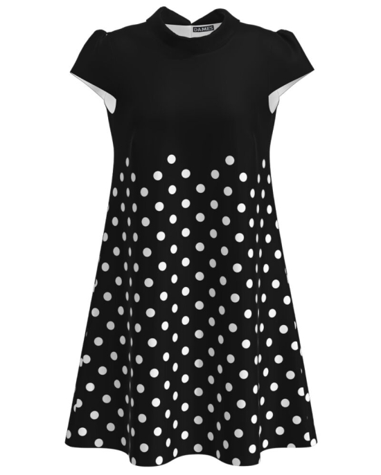 Rochie casual neagra imprimata cu model Buline CMD2596