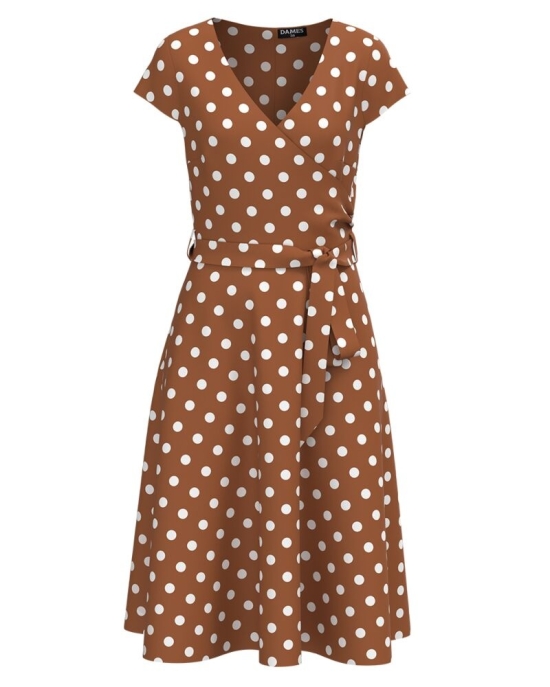 Rochie maro de vara cu maneca scurta imprimata cu model Buline CMD2833