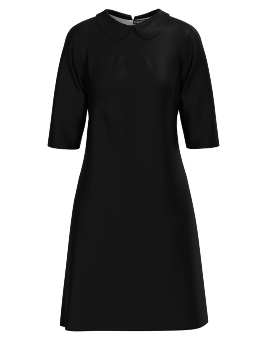 Rochie neagra casual cu guler CMD4909