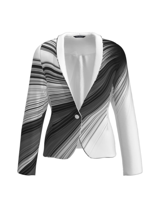 Sacou alb cambrat imprimat cu model Grafic CMD3773