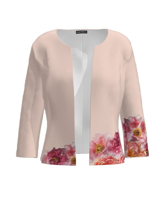 Sacou cambrat imprimat digital cu model floral CMD1027