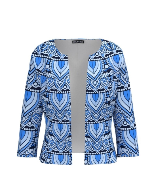 Sacou cambrat imprimat in nuante de albastru CMD4284