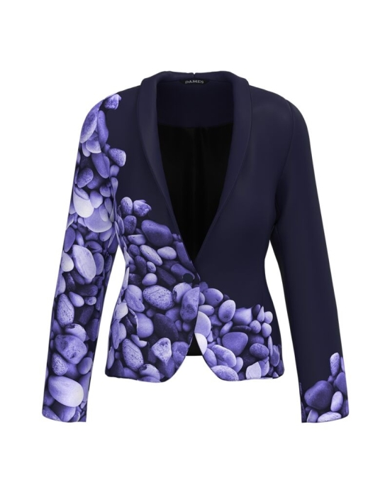 Sacou indigo cambrat imprimat cu model in contrast CMD4707
