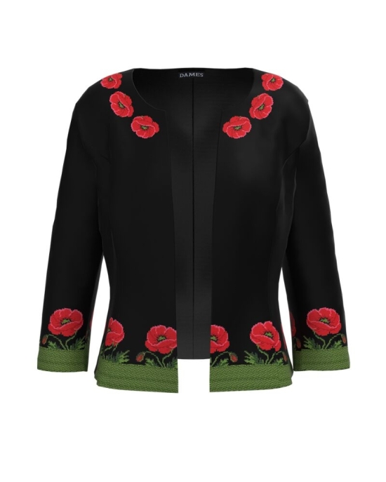 Sacou negru cambrat imprimat Maci CMD2452