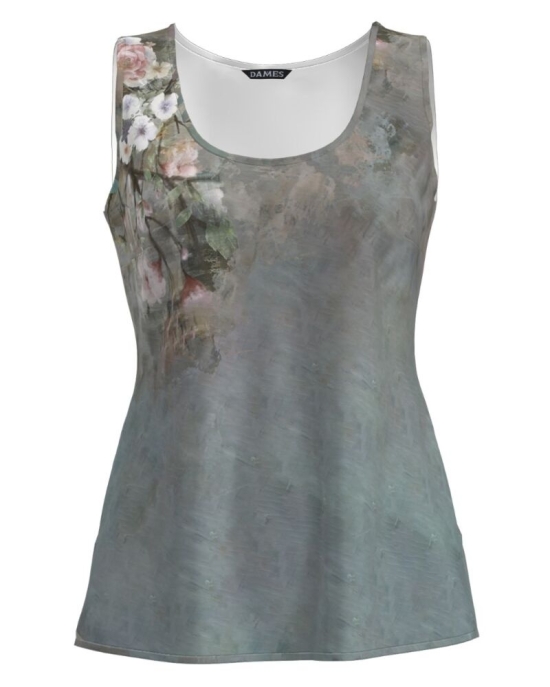 Top casual gri imprimat cu model Floral CMD1197