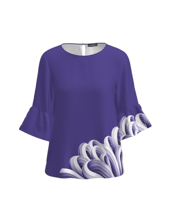 Bluza mov imprimata cu model in contrast CMD3926