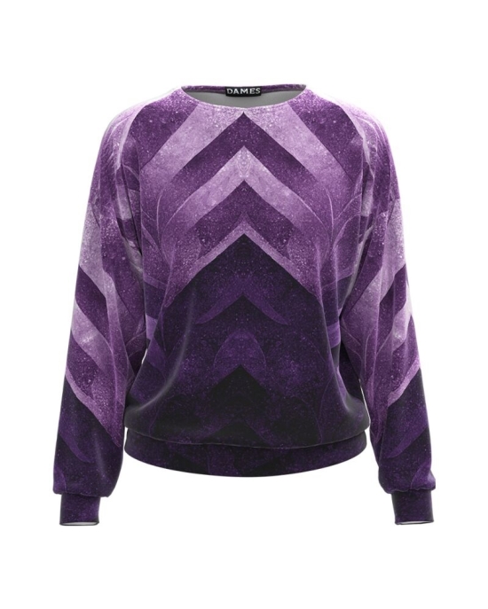Bluza mov tip hanorac din catifea cu imprimeu Grafic CMD3570