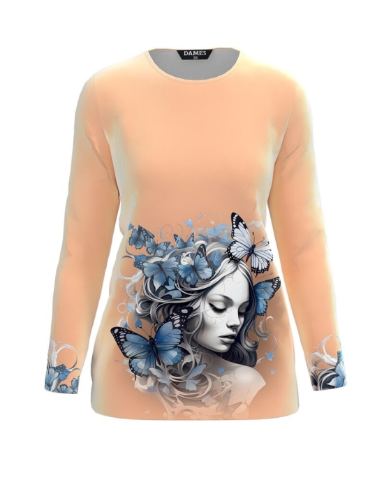 Bluza Peach Fuzz din catifea cu imprimeu realist CMD5000