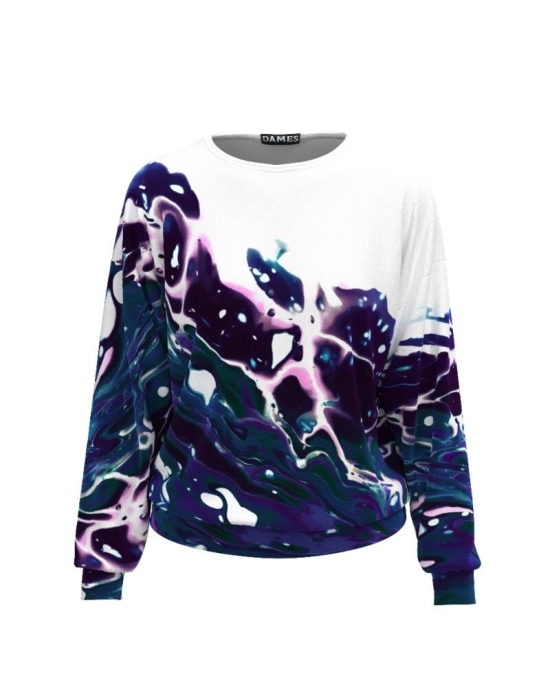Bluza tip hanorac din catifea cu imprimeu multicolor CMD482