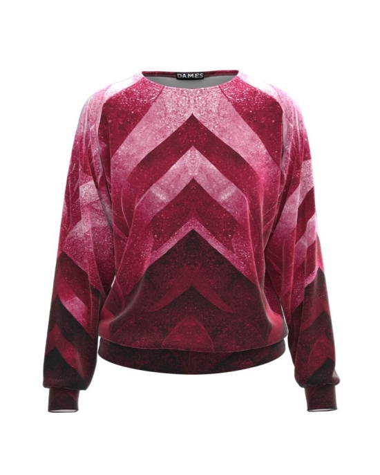 Bluza Viva Magenta tip hanorac din catifea cu imprimeu Grafic CMD3655