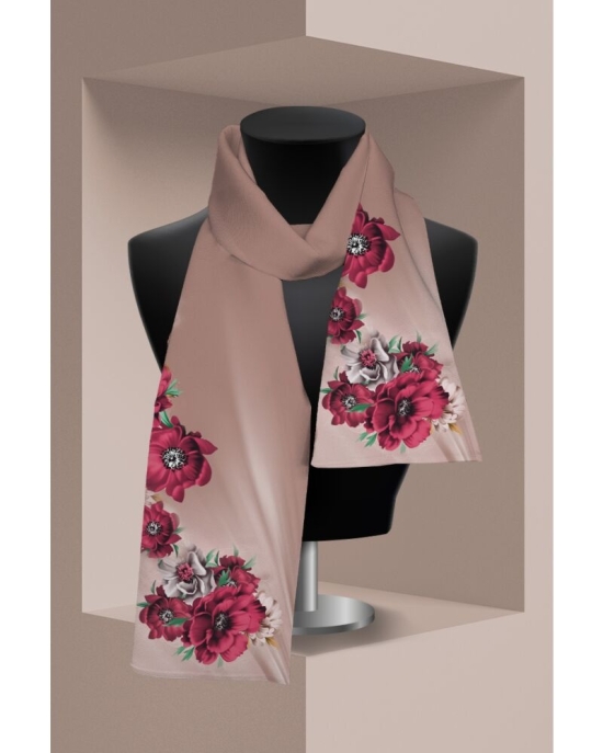 Esarfa bej subtire imprimata cu model Floral CMD3330