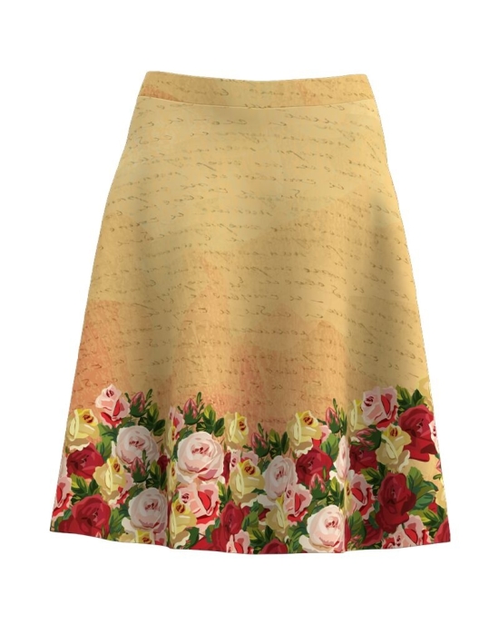 Fusta clos galbena imprimata cu model floral CMD3437