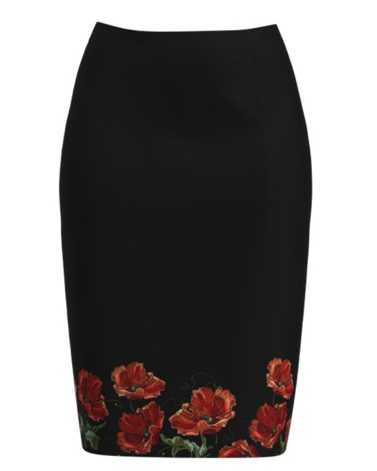 Fusta conica neagra imprimata cu model Maci CMD3645