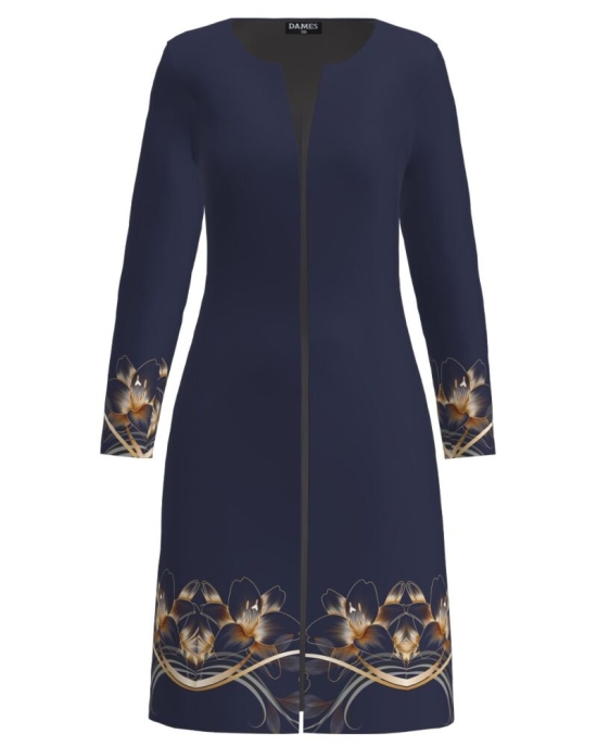 Jacheta bleumarin de dama cu imprimeu Crini CMD1580