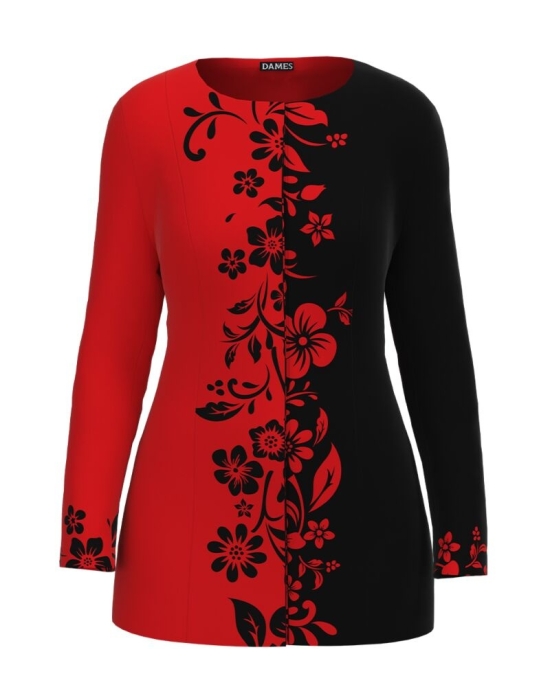 Jacheta de dama de lungime medie imprimata cu model floral CMD2332