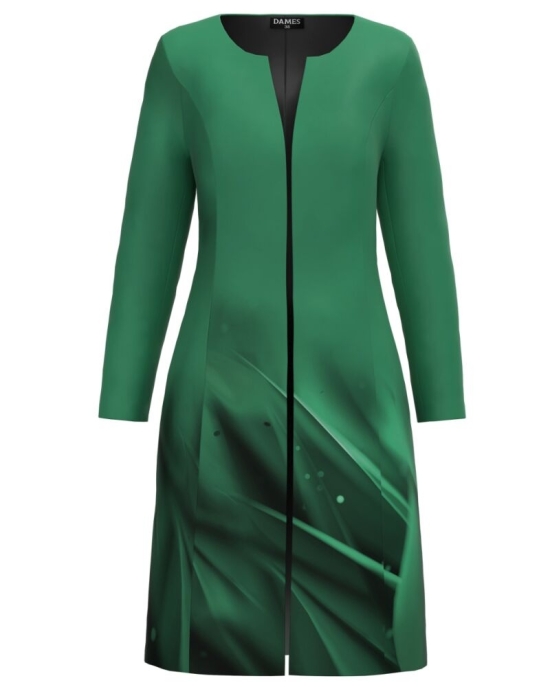 Jacheta de dama lunga imprimata in nuante de verde CMD3210