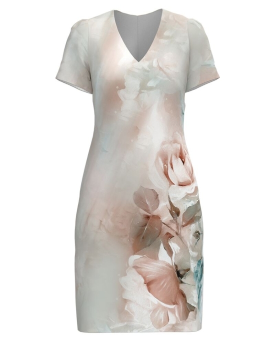 Rochie casual cu decolteu in V imprimata Floral CMD4403