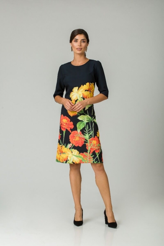 Rochie casual cu maneca imprimata digital floral Craite CMD194