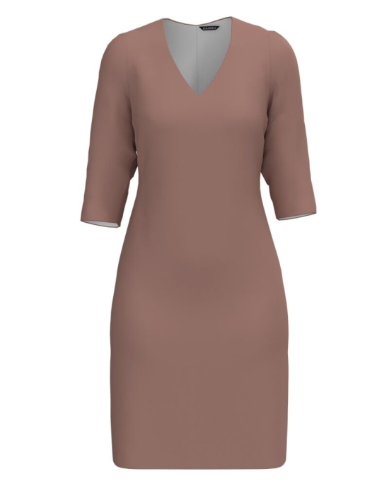 Rochie office bej cu decolteu in V CMD4849