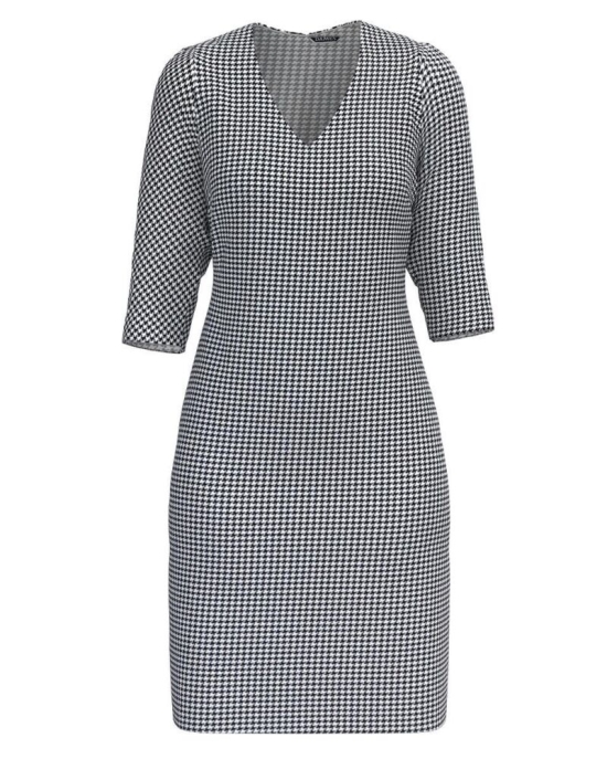 Rochie office pepit cu decolteu in V CMD4581