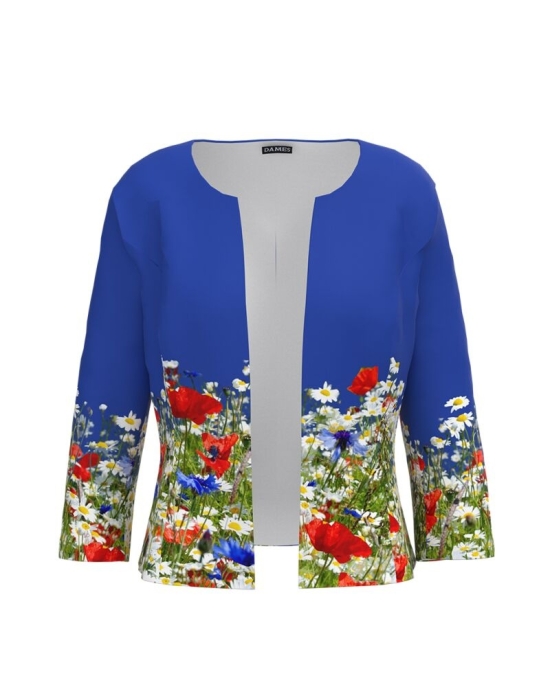Sacou albastru cambrat imprimat Flori de camp CMD710