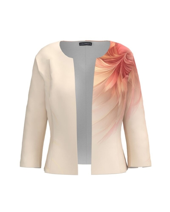 Sacou bej cambrat imprimat abstract CMD4817