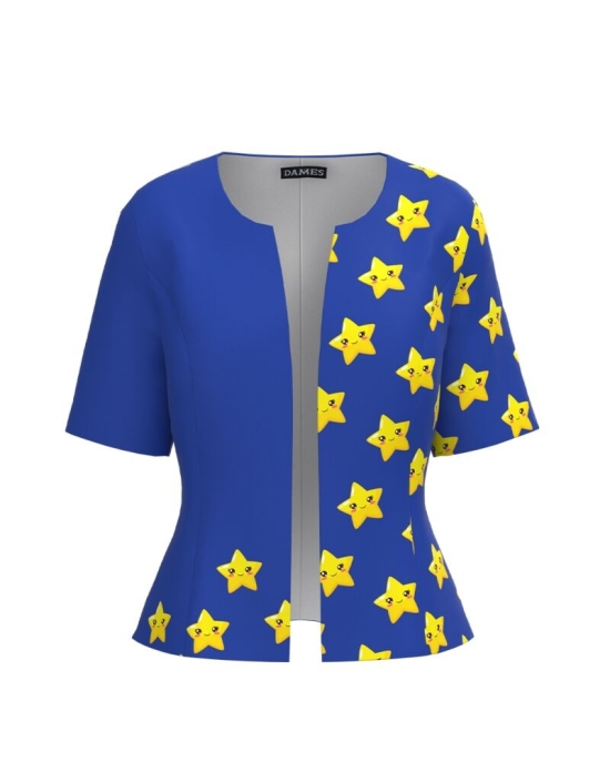 Sacou de vara cu maneca scurta albastru imprimat Stelute CMD3036